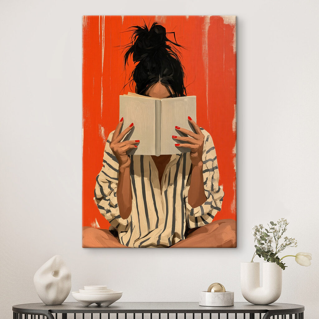 Woman holding a book over her face