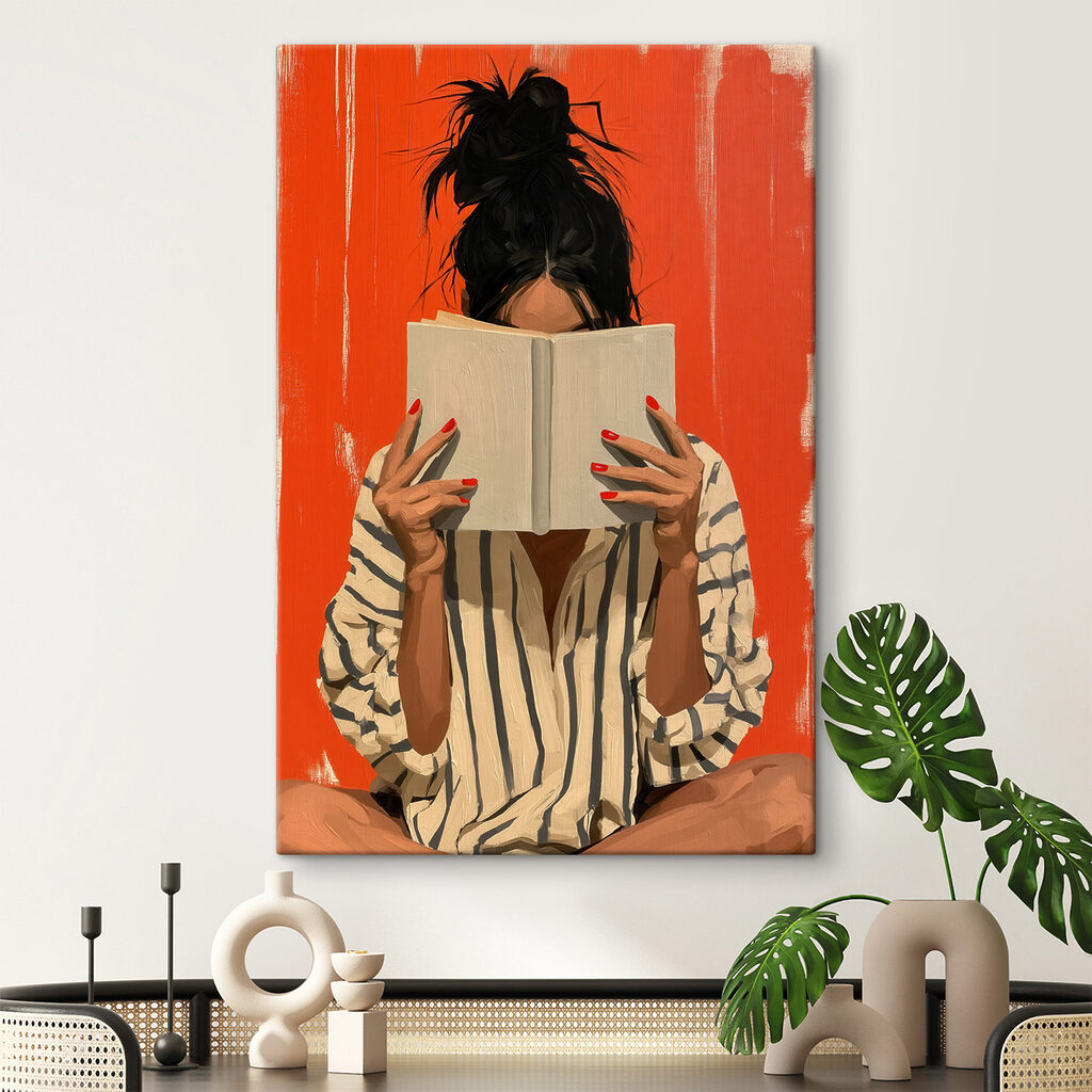 Woman holding a book over her face