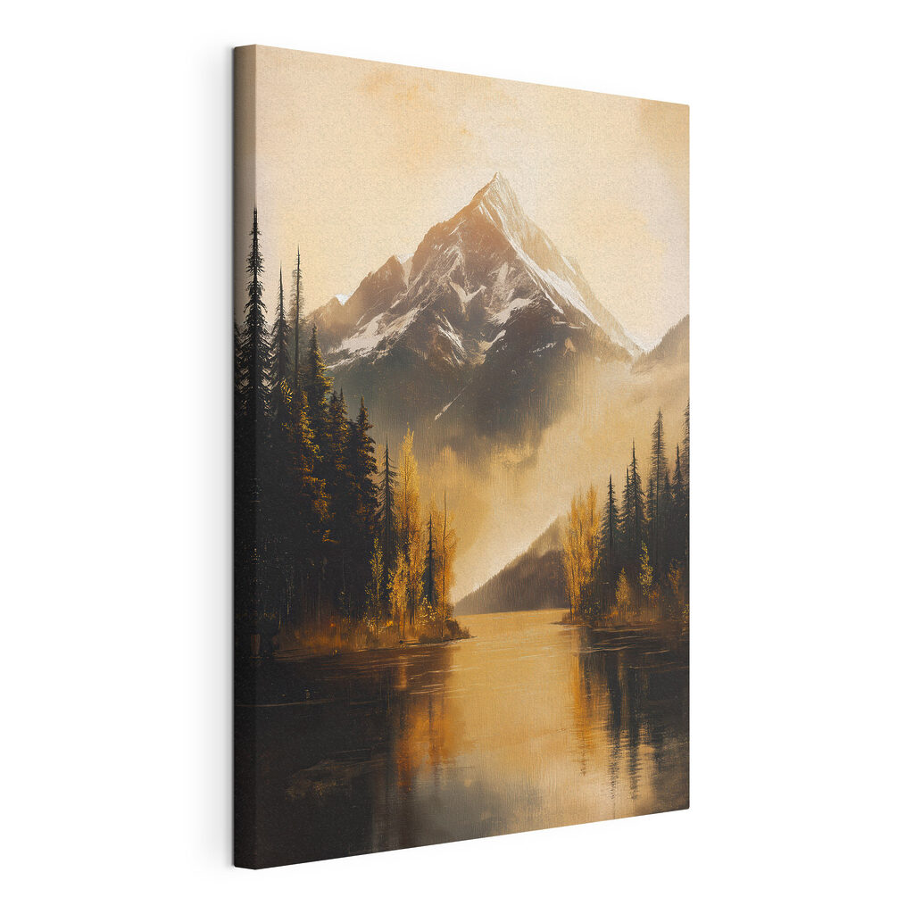 Mountain lake with trees and a mountain in the background Mountain lake with trees and a mountain in the background