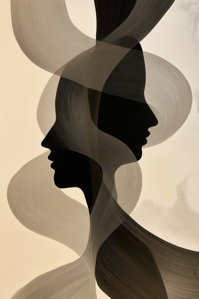 Silhouette of a couple of people