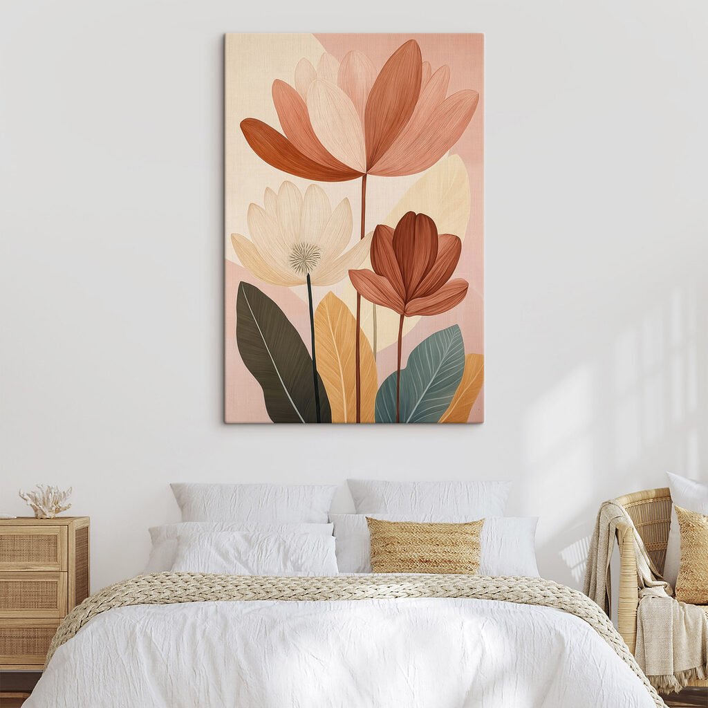 Painting of flowers with leaves Painting of flowers with leaves