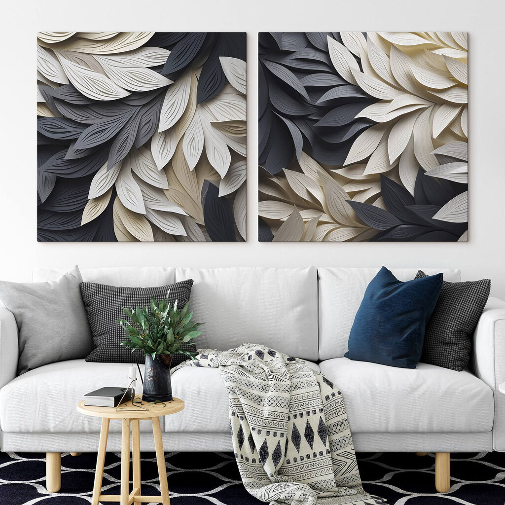 Black and white leaves
