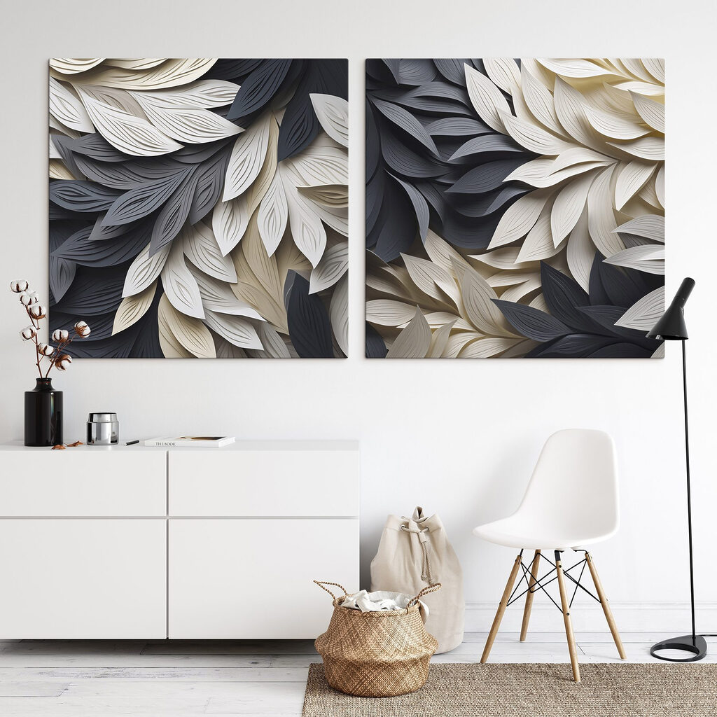 Black and white leaves