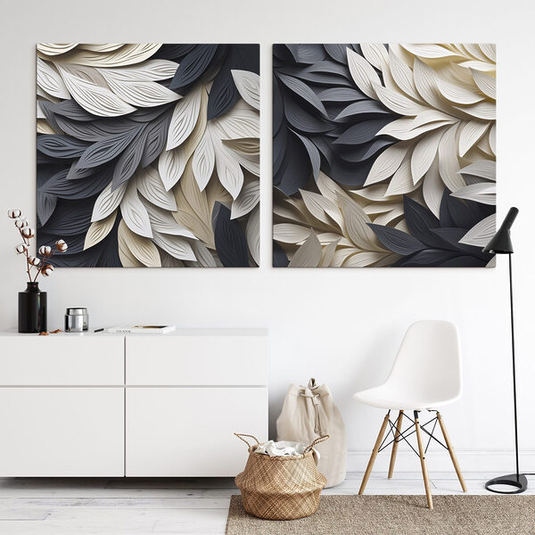 Black and white leaves