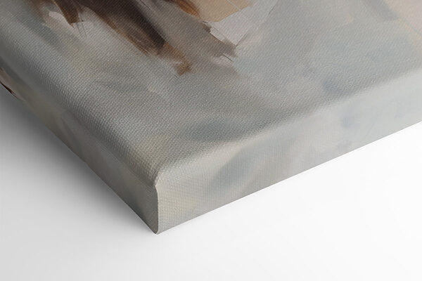 Painting of a man with a crown of hair and a city