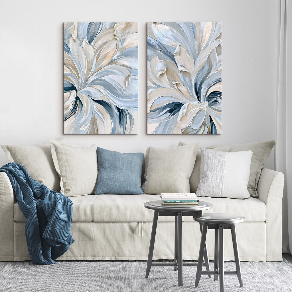 - Swirling soft shades of blue