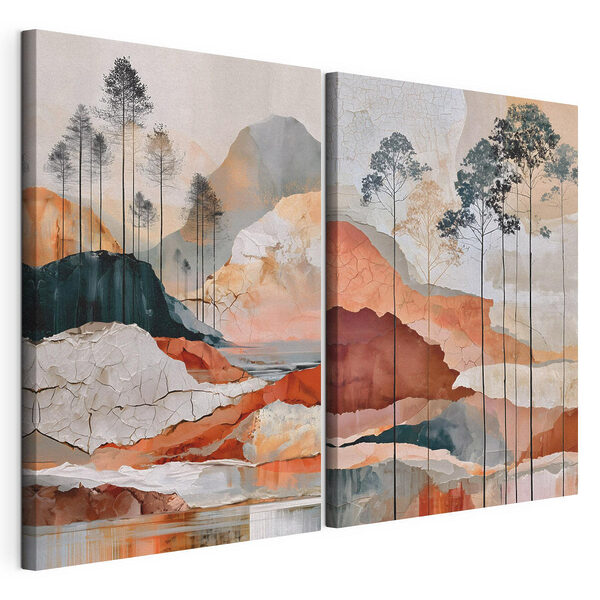 Modularer Leinwanddruck Gemälde einer Landschaft mit Bäumen und Wasser