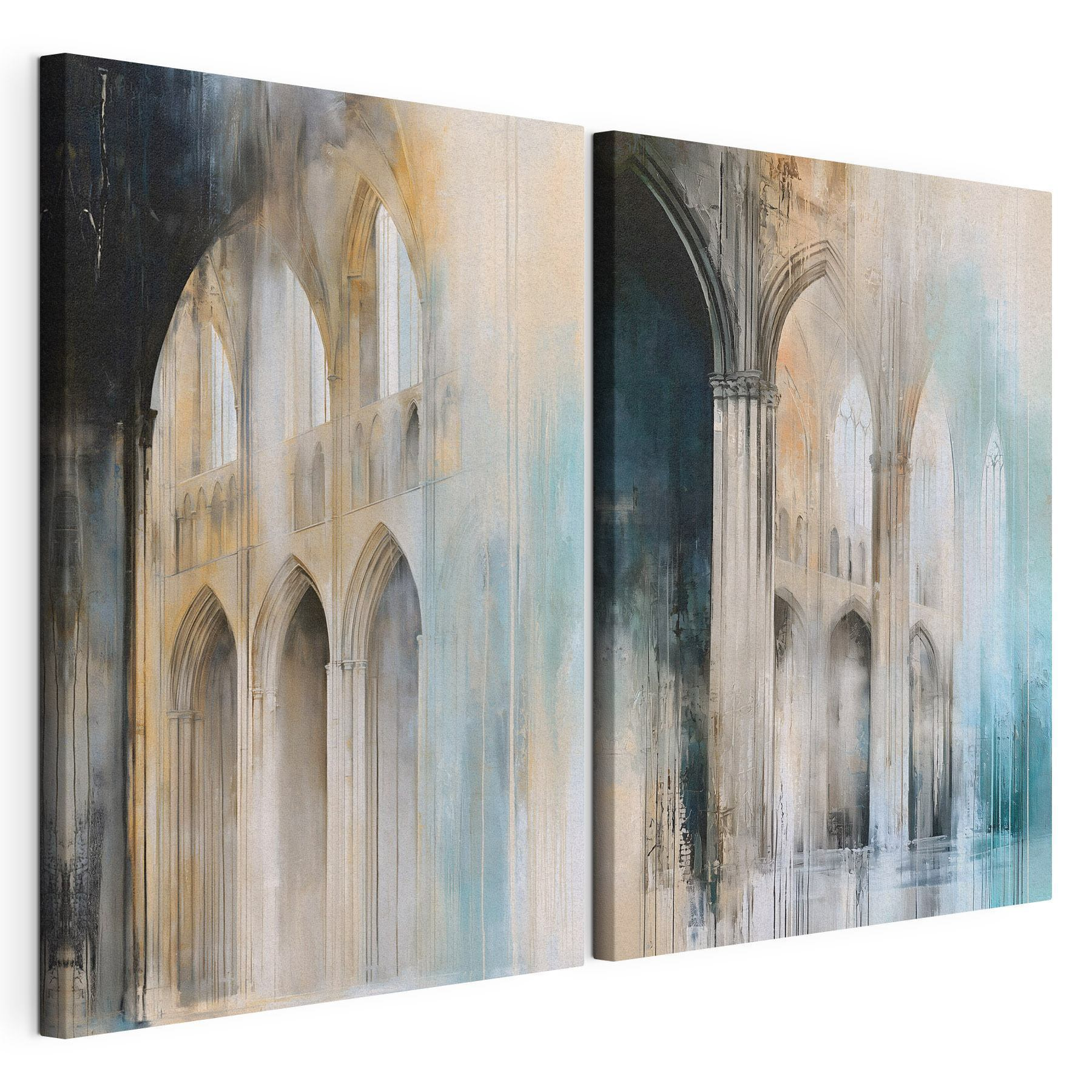 Painting of a building with arches