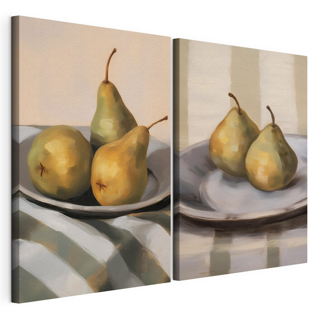 Comparison of a couple of pears on a plate Comparison of a couple of pears on a plate