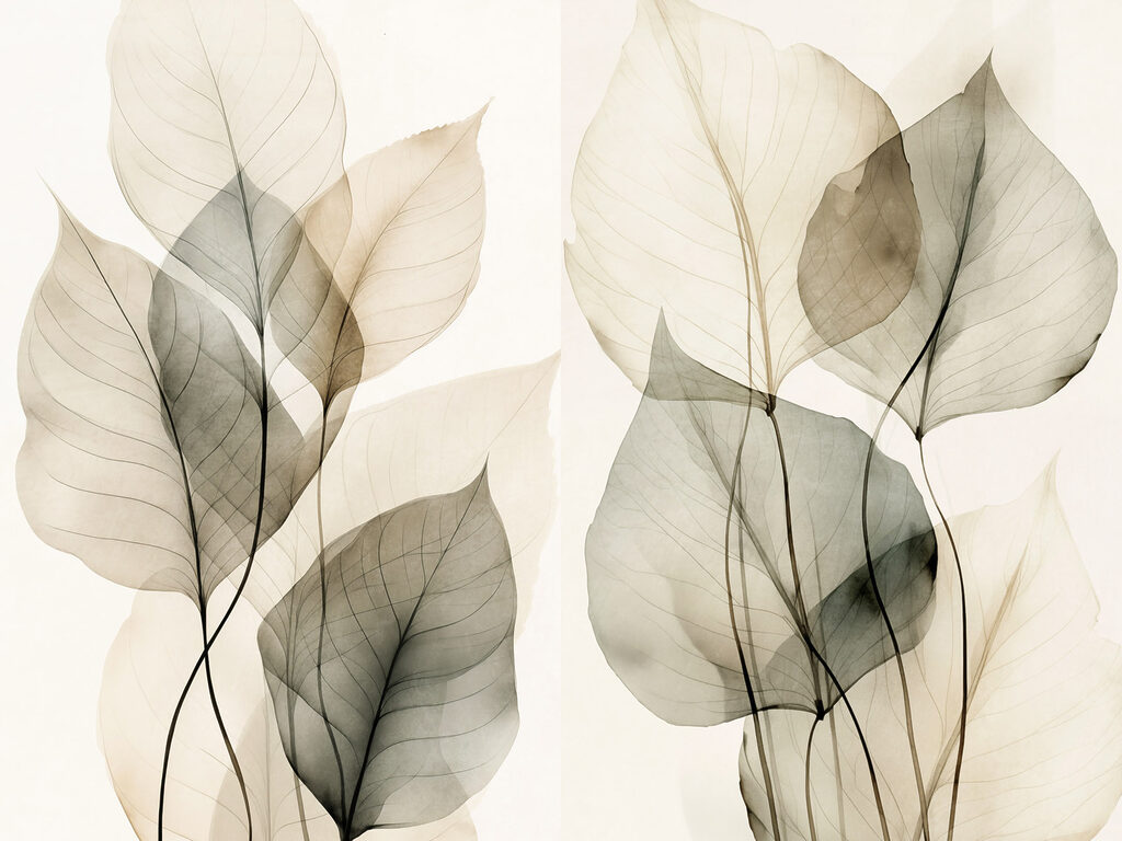 Whispering shades of delicate leaves