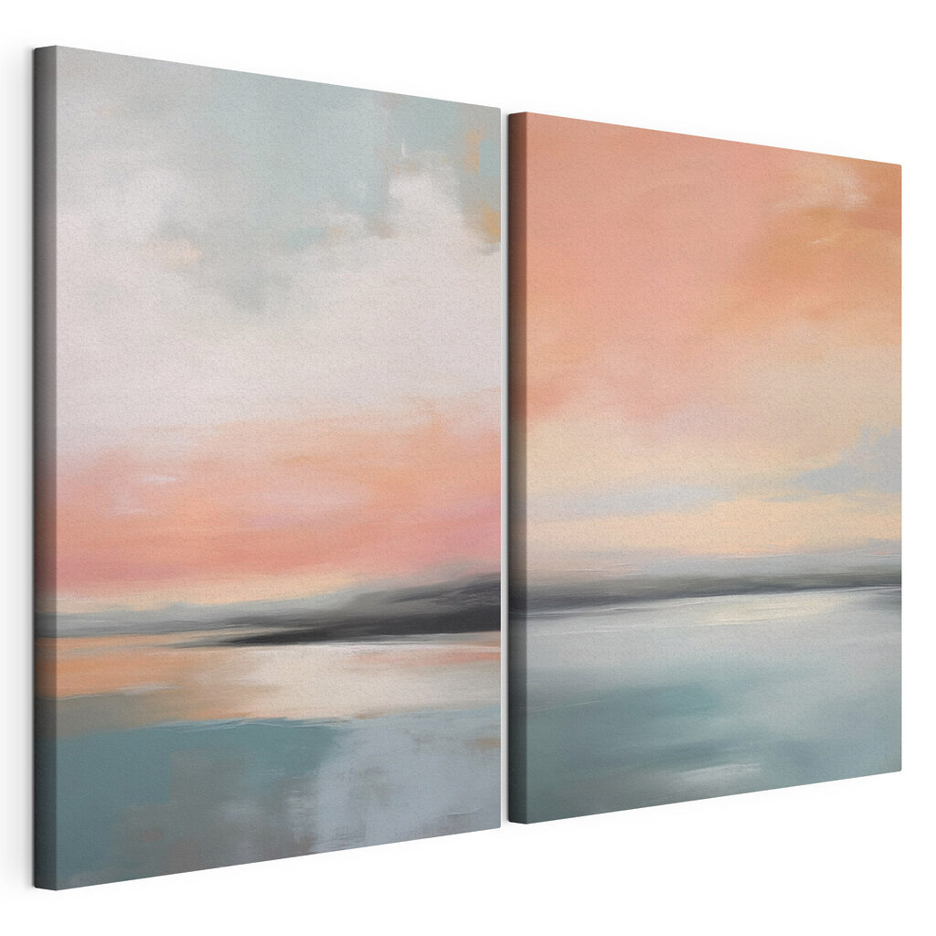 Painting of a sunset over a lake