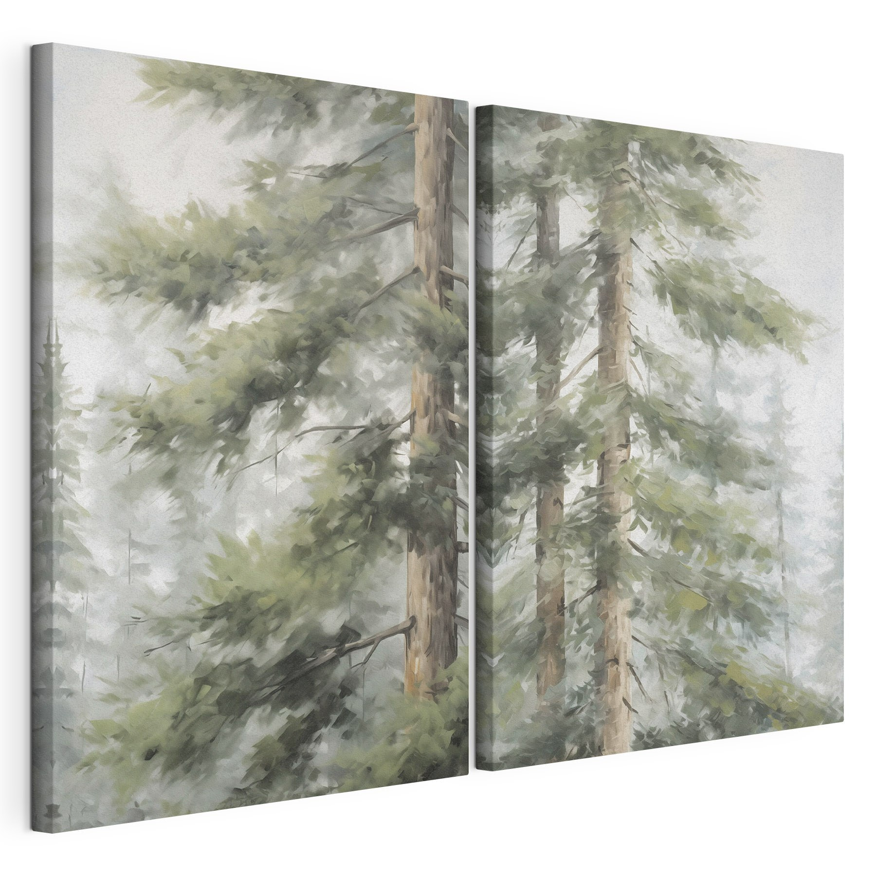Painting of trees in the fog Painting of trees in the fog