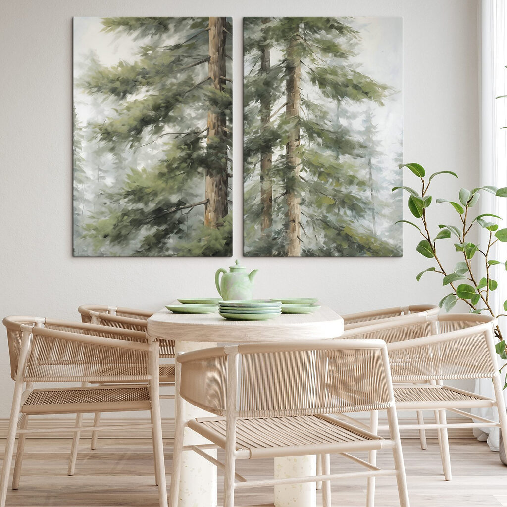 Painting of trees in the fog Painting of trees in the fog