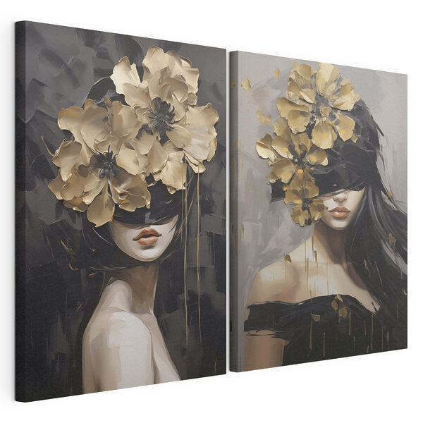 Painting of a woman with flowers on her head