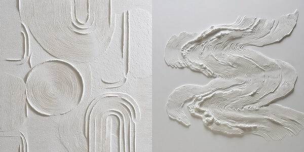 Intricate patterns in soft white tones