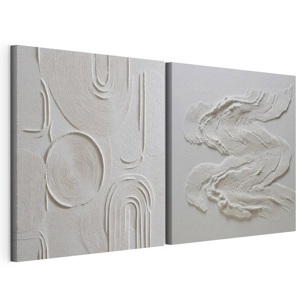 Intricate patterns in soft white tones