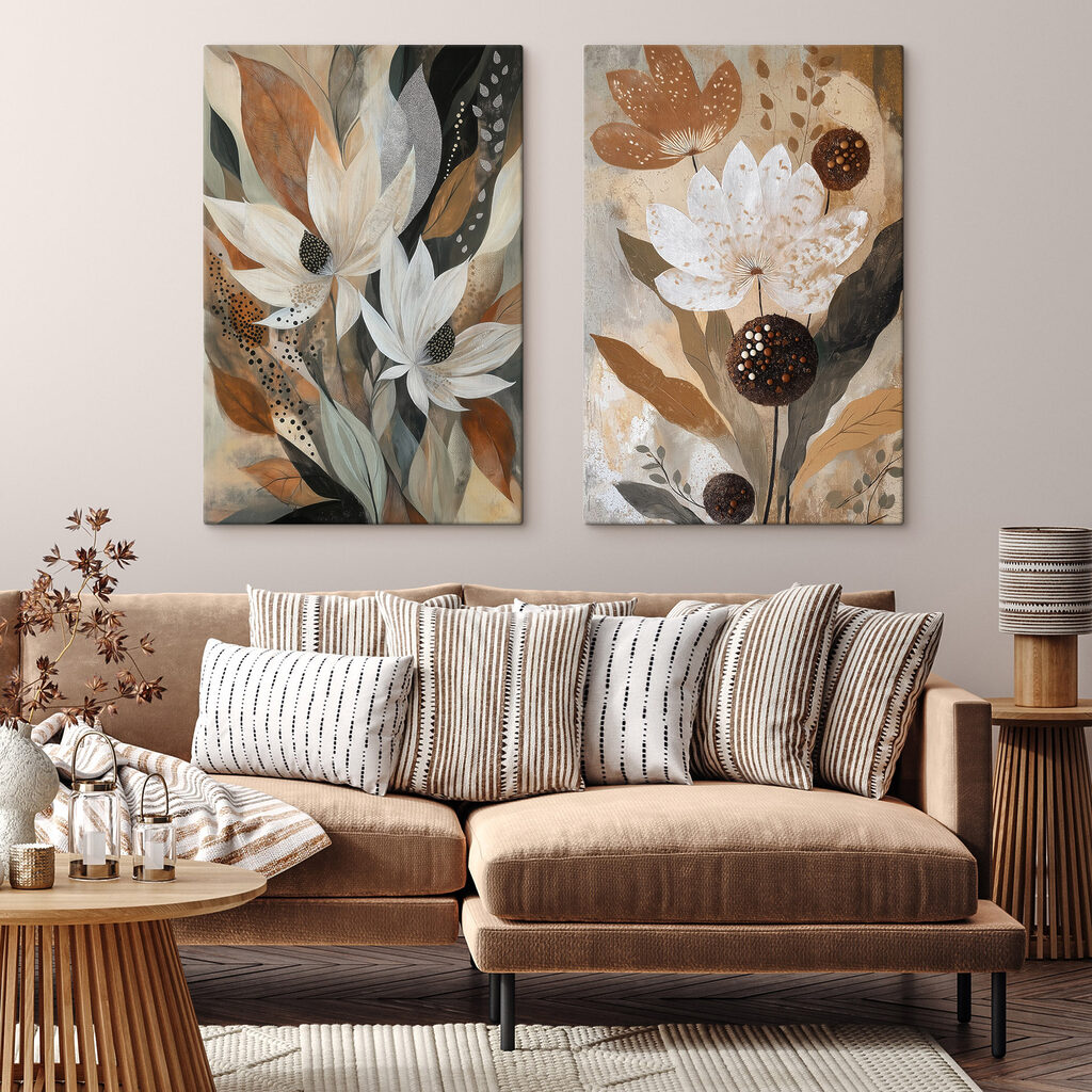Painting of flowers and leaves