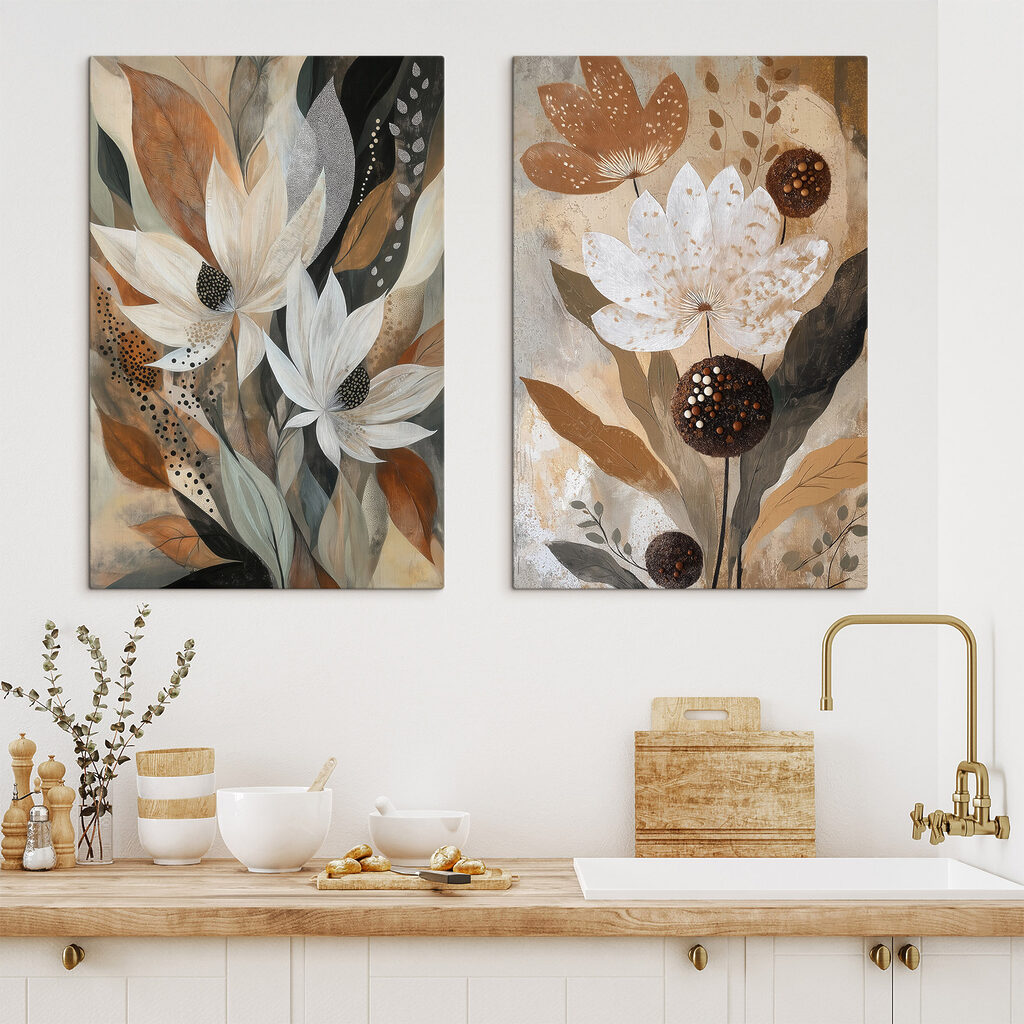Painting of flowers and leaves