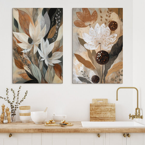 Painting of flowers and leaves