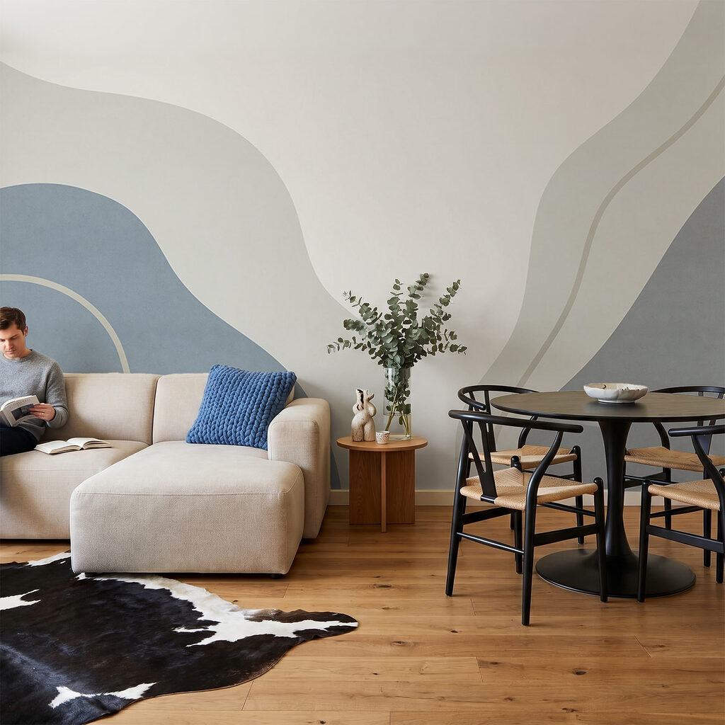 Kunst in Weiß und Blau