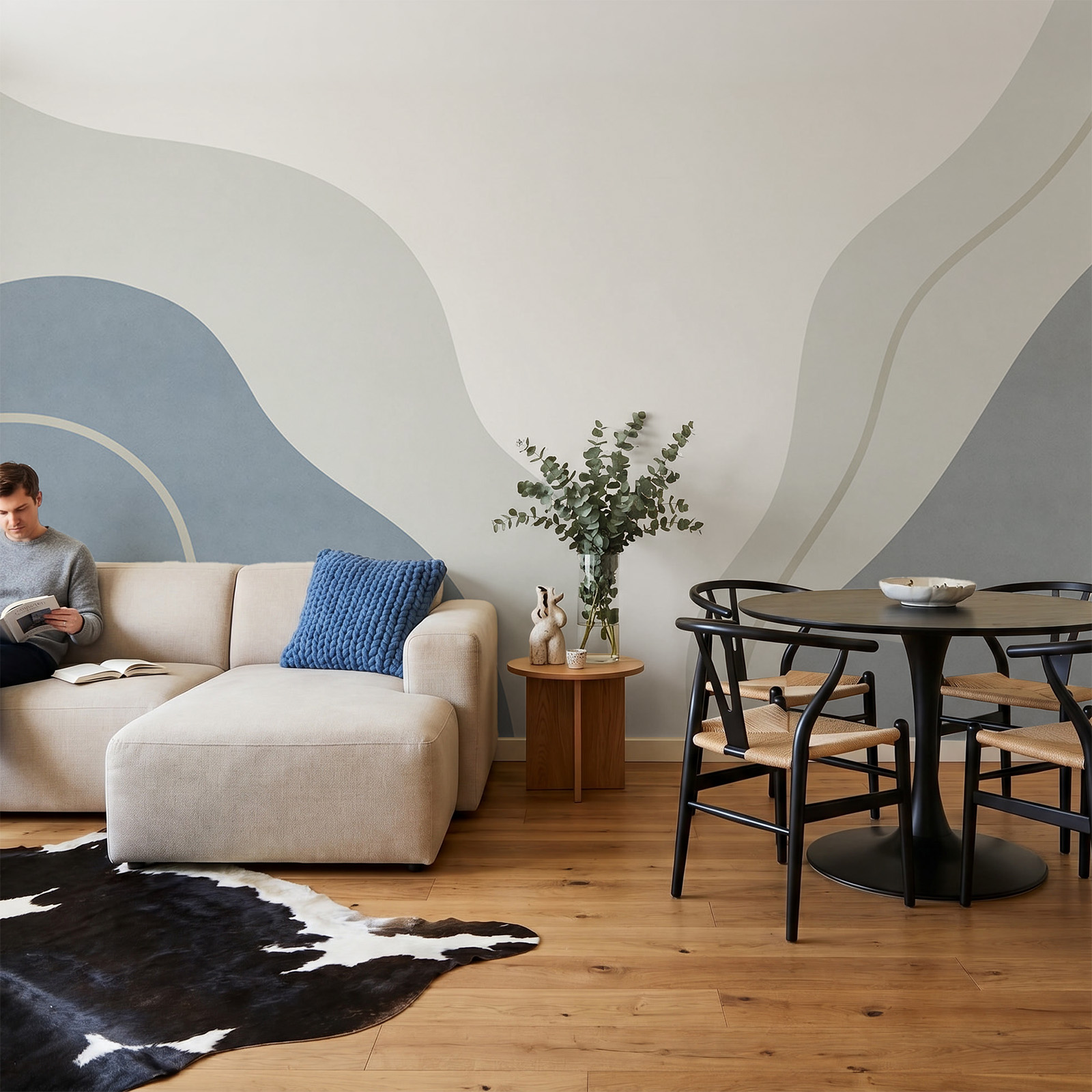 Kunst in Weiß und Blau