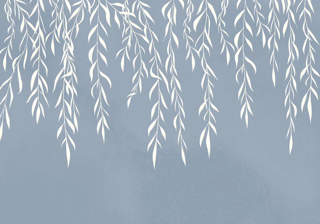 White leaves on a blue background White leaves on a blue background