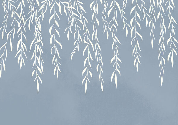 White leaves on a blue background White leaves on a blue background