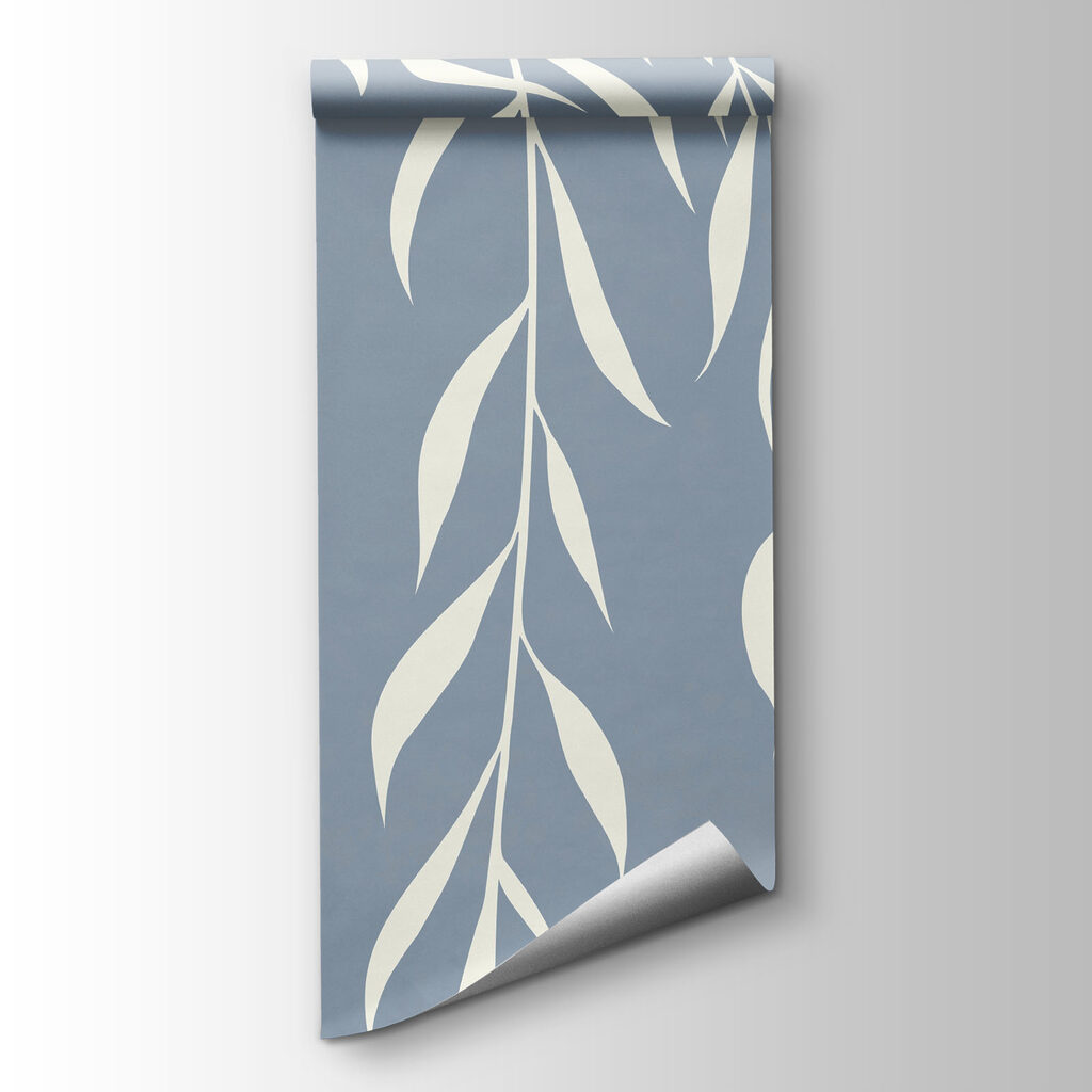 White leaves on a blue background White leaves on a blue background