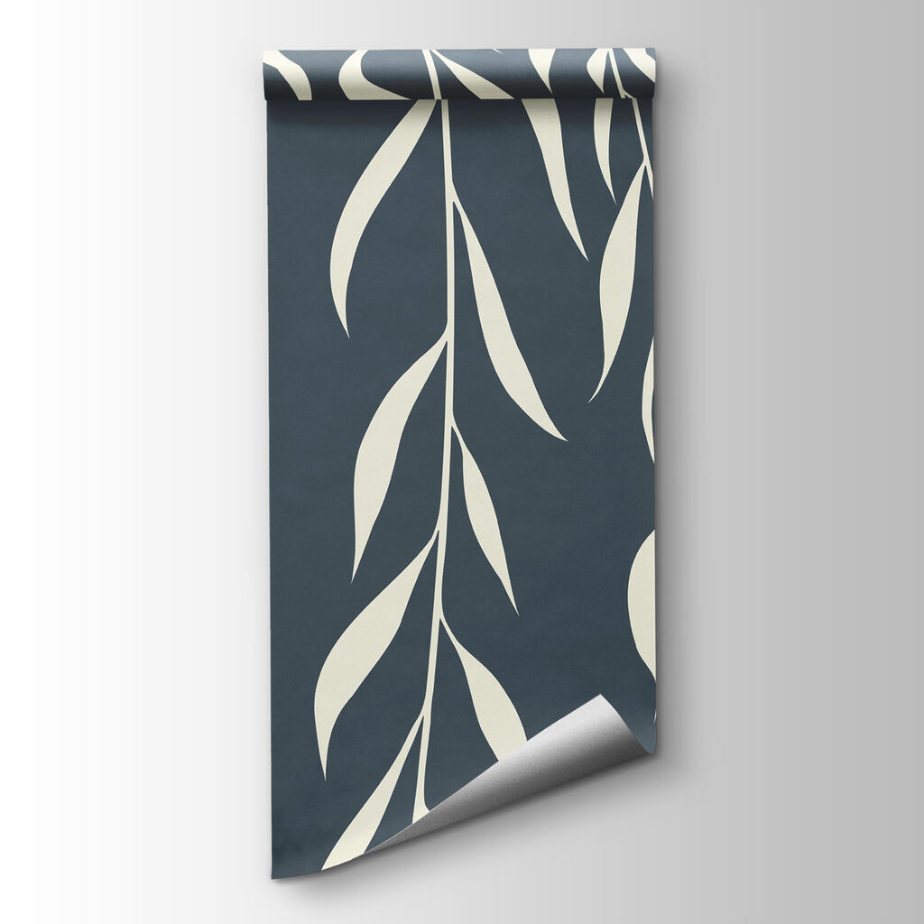 White leaves on a blue background White leaves on a blue background