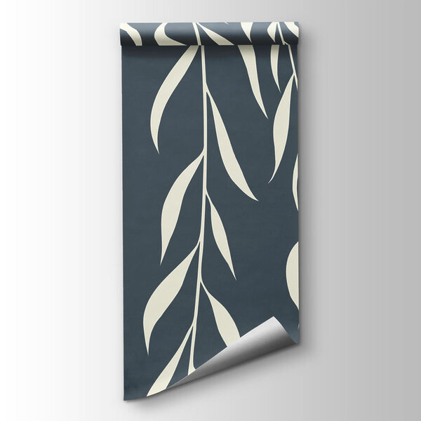 White leaves on a blue background