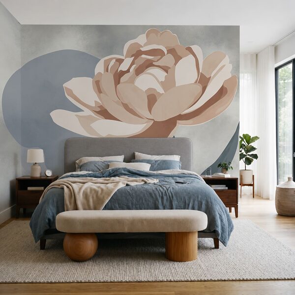 Blume mit Blättern an einem Stiel