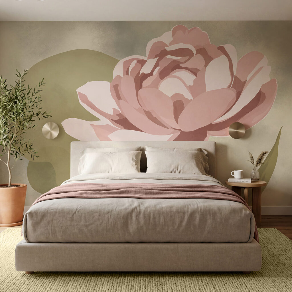 Rosa Blume mit grünen Blättern Rosa Blume mit grünen Blättern