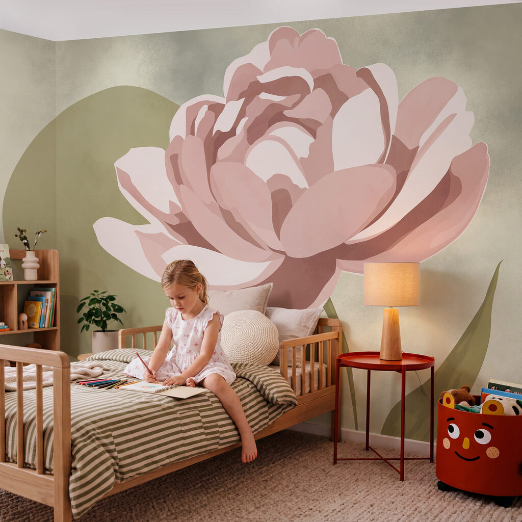 Rosa Blume mit grünen Blättern Rosa Blume mit grünen Blättern