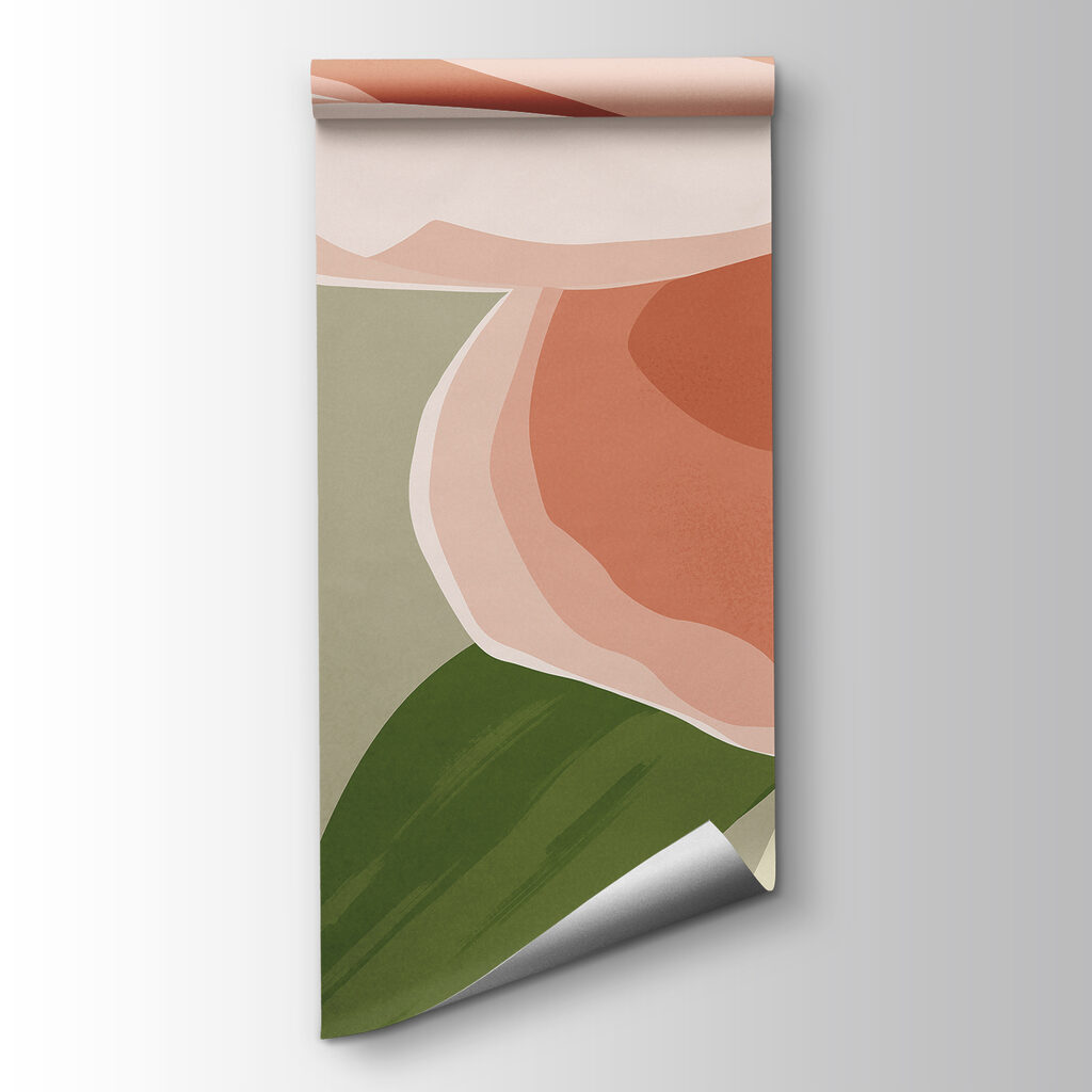Pink flower with green leaves