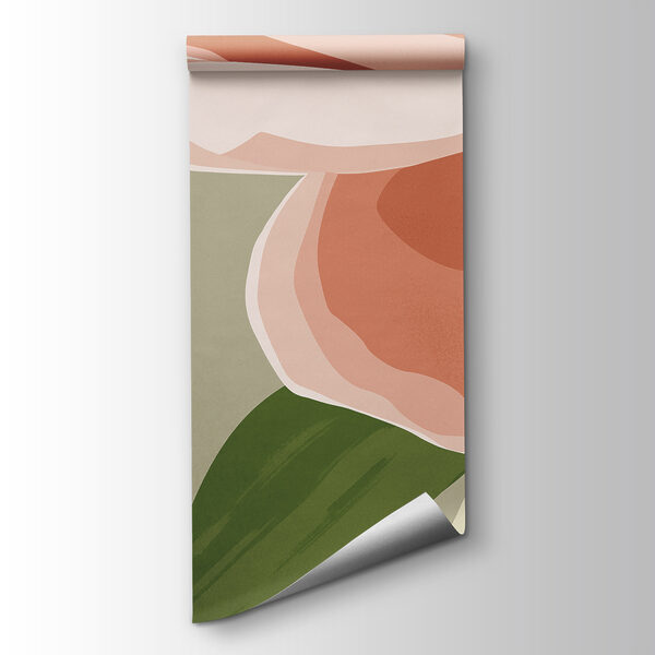 Pink flower with green leaves