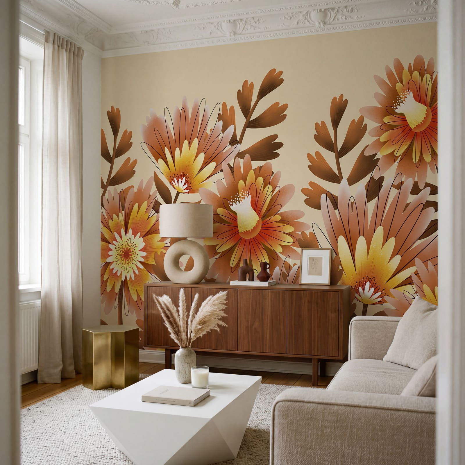Gruppe orangefarbener Blumen