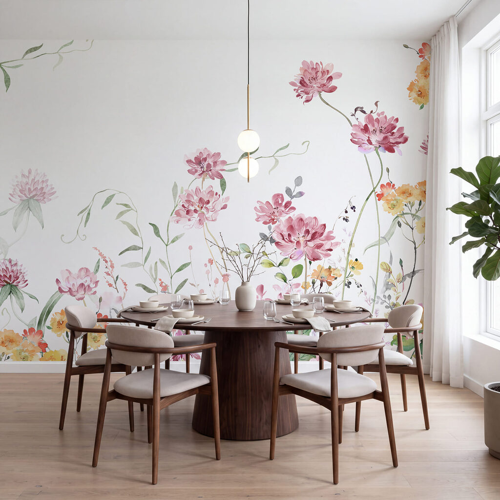 Gemälde mit Blumen und Blättern Gemälde mit Blumen und Blättern