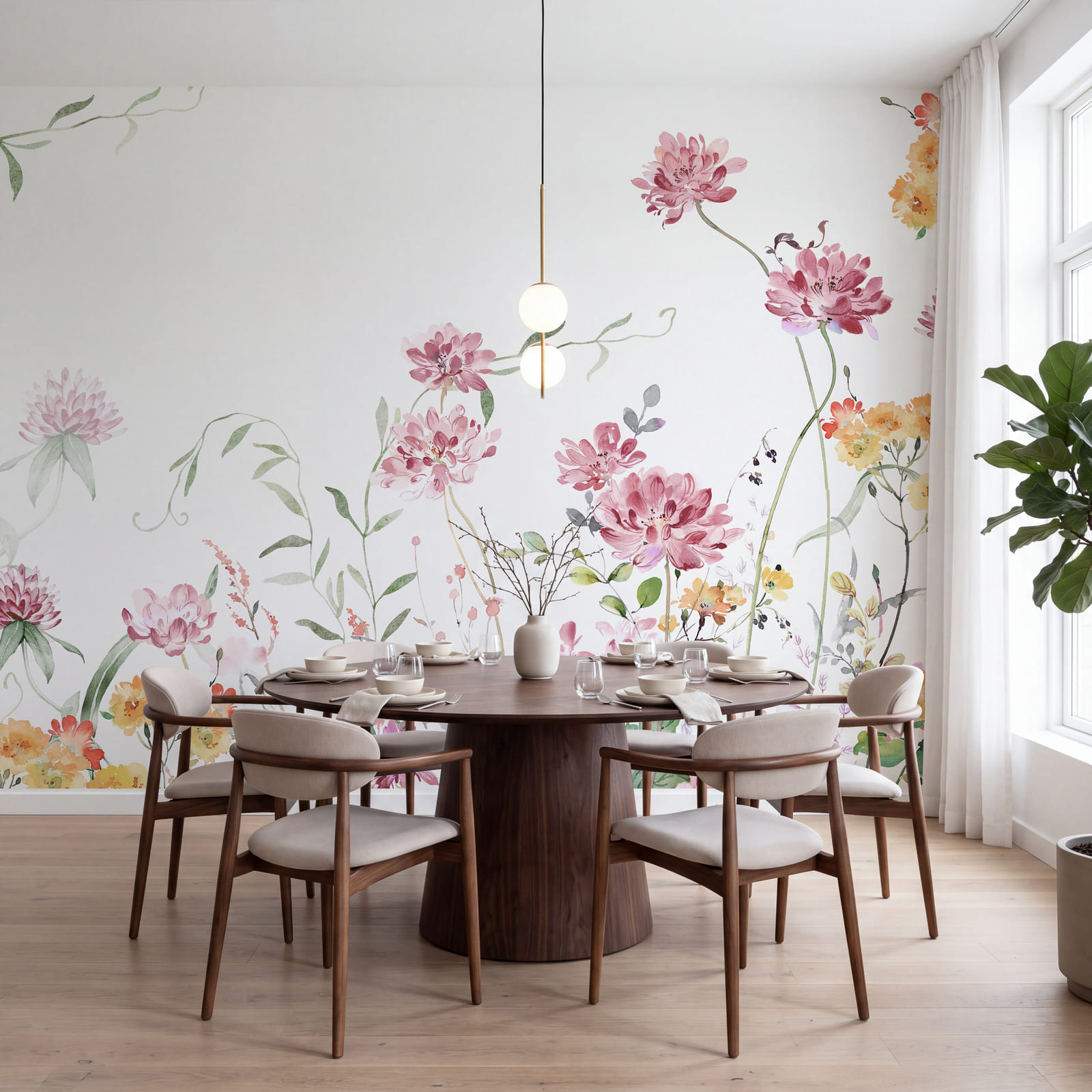 Gemälde mit Blumen und Blättern Gemälde mit Blumen und Blättern