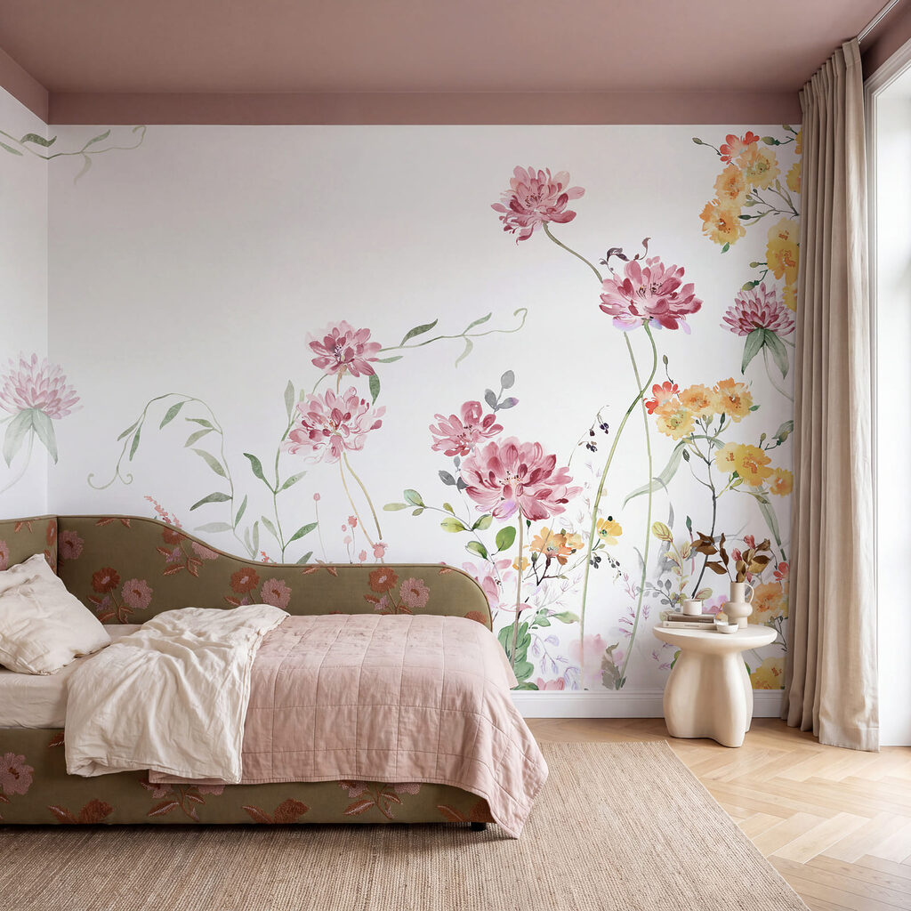 Gemälde mit Blumen und Blättern Gemälde mit Blumen und Blättern