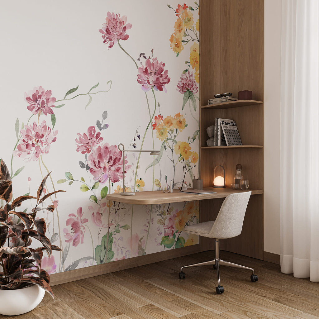 Gemälde mit Blumen und Blättern Gemälde mit Blumen und Blättern