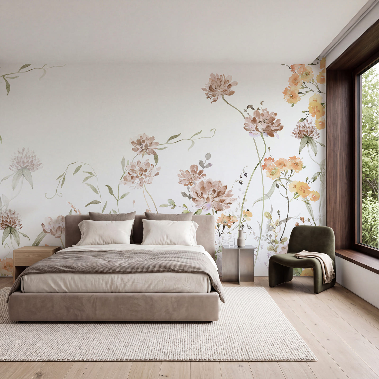 Gemälde mit Blumen und Blättern Gemälde mit Blumen und Blättern