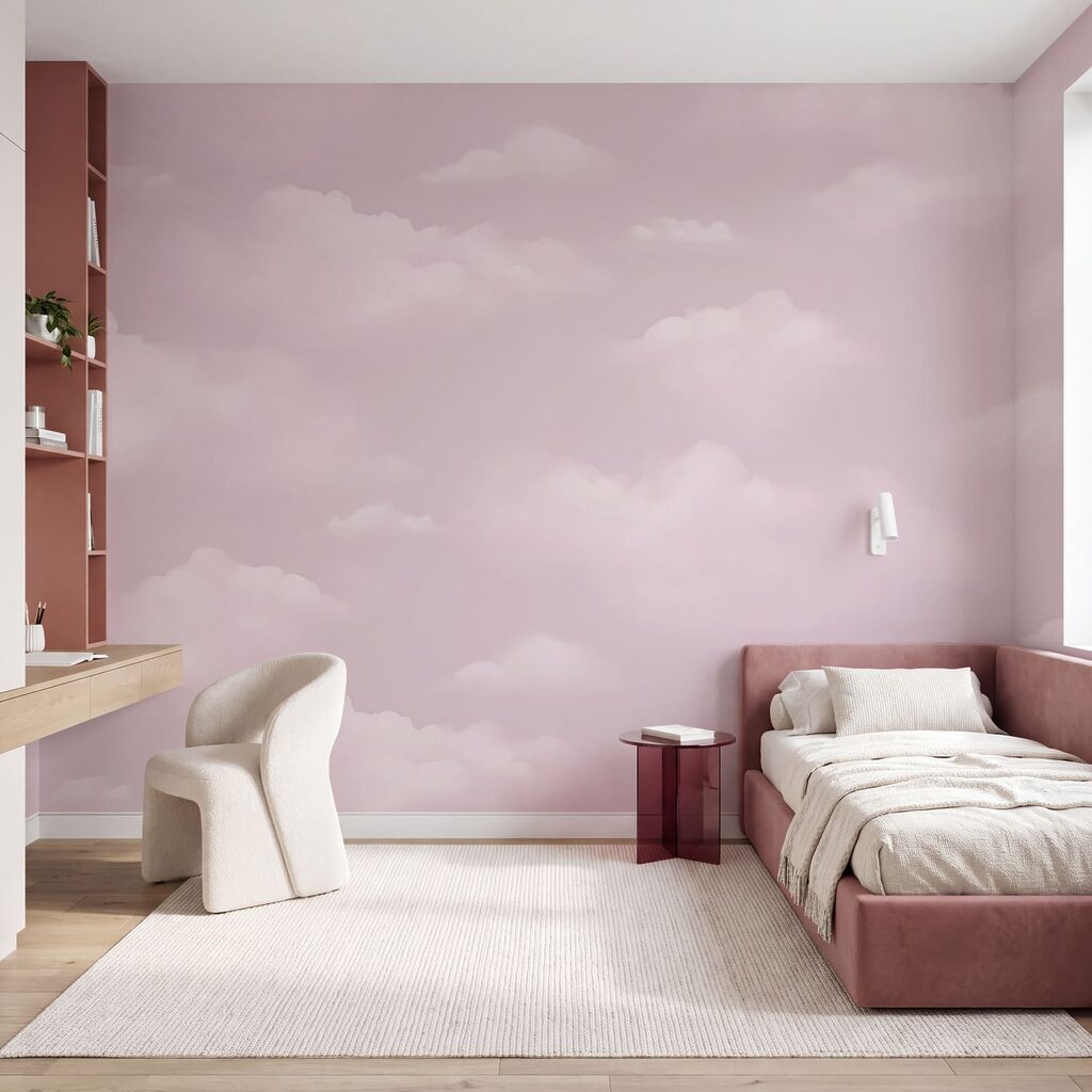 Rosa Himmel mit Wolken