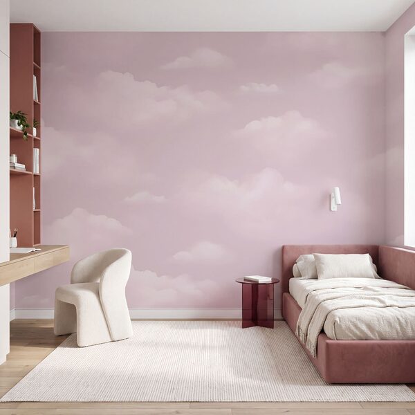 Rosa Himmel mit Wolken