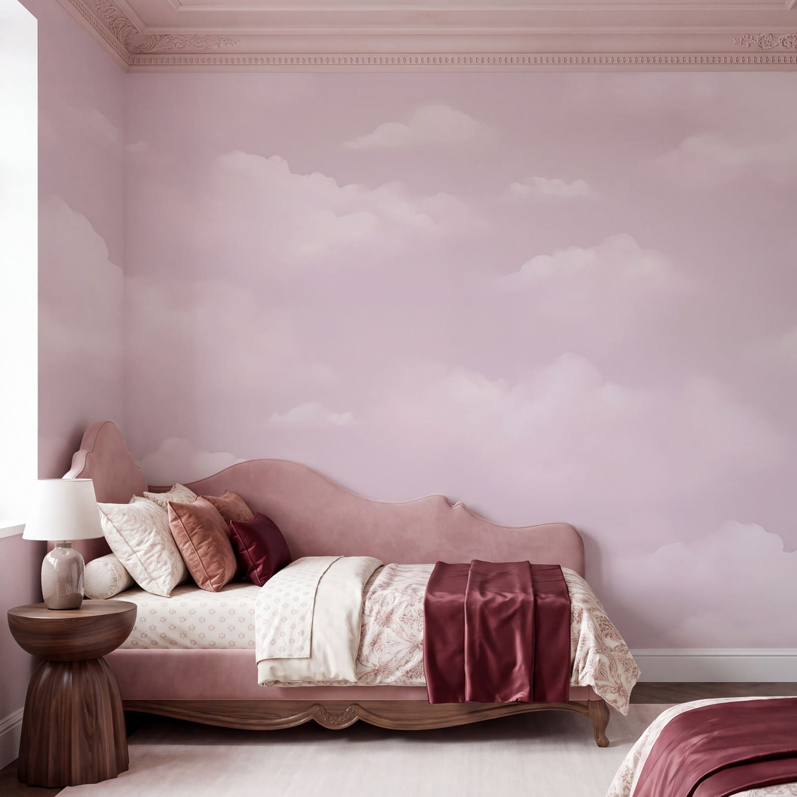 Rosa Himmel mit Wolken
