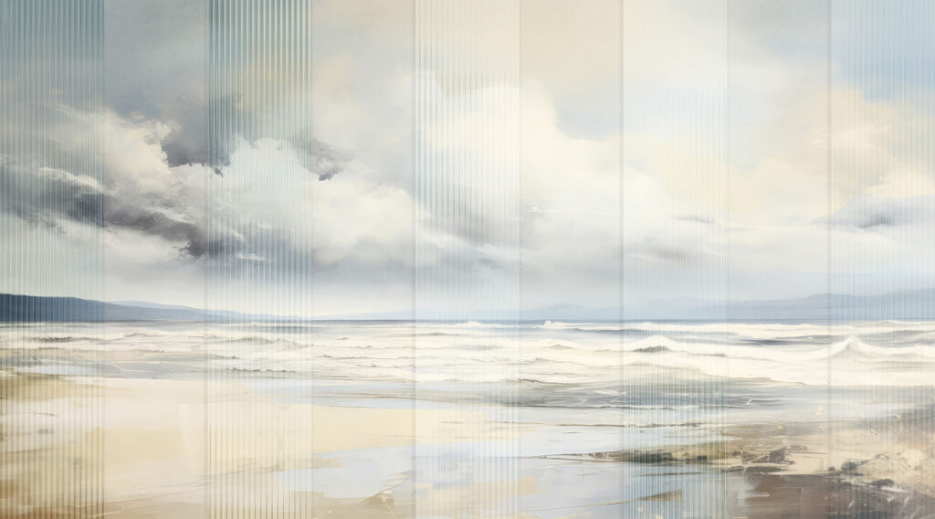 Beach with waves and clouds