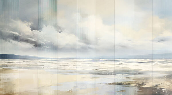 Beach with waves and clouds