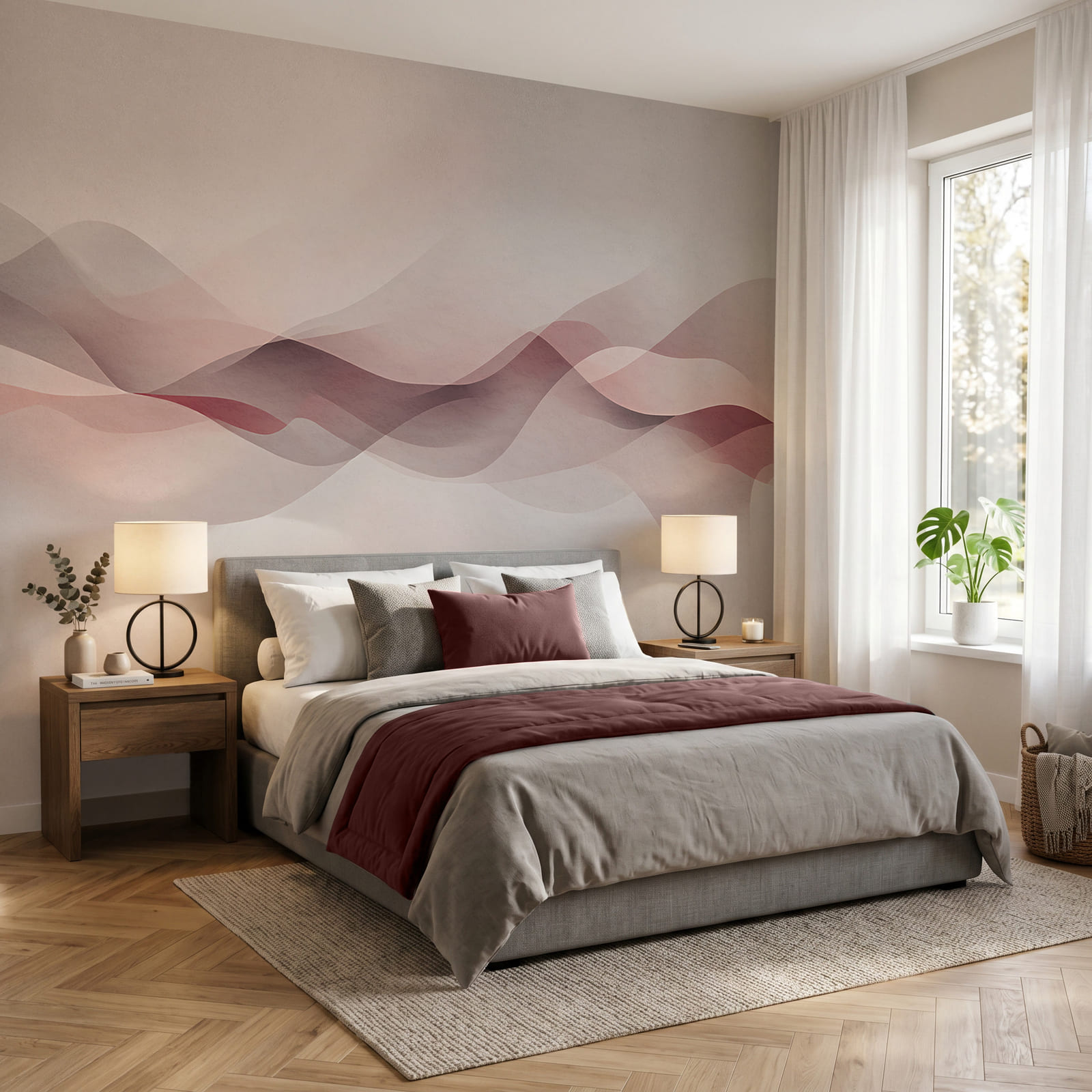 Weißer Hintergrund mit rosa und violetten Wellen Weißer Hintergrund mit rosa und violetten Wellen