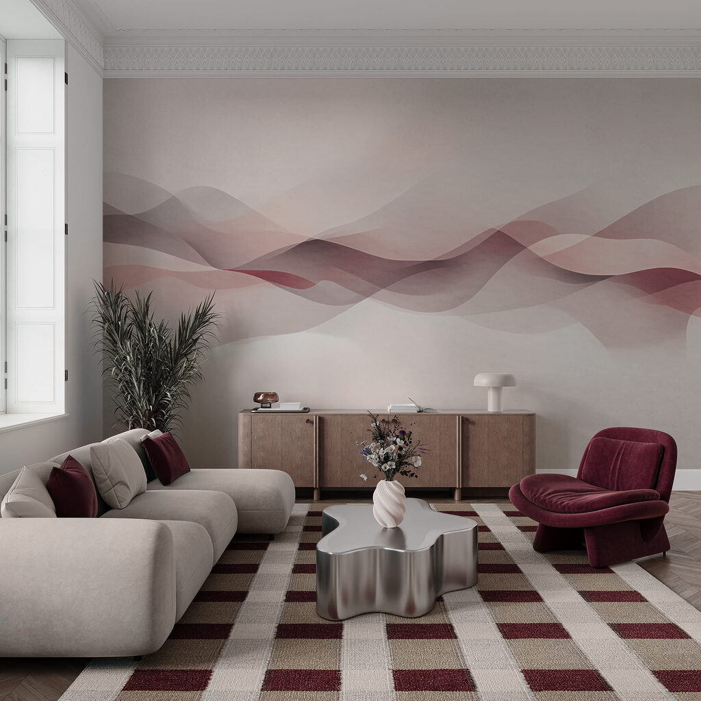 Weißer Hintergrund mit rosa und violetten Wellen Weißer Hintergrund mit rosa und violetten Wellen