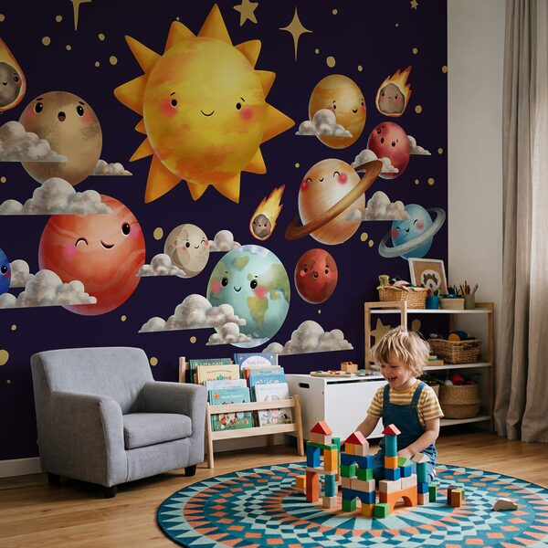 Planeten und Sonne im Cartoon-Stil Planeten und Sonne im Cartoon-Stil
