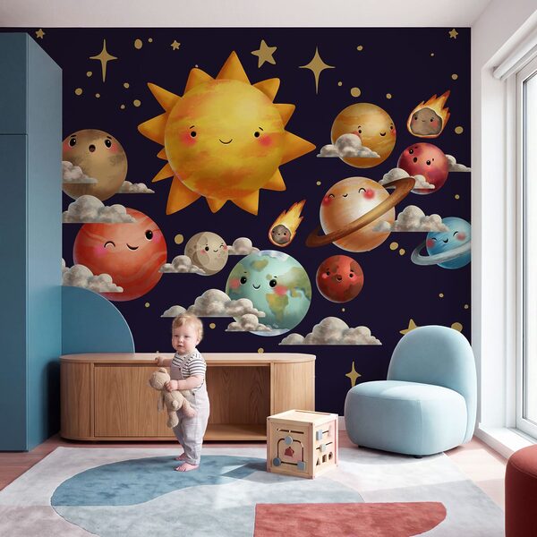 Planeten und Sonne im Cartoon-Stil Planeten und Sonne im Cartoon-Stil